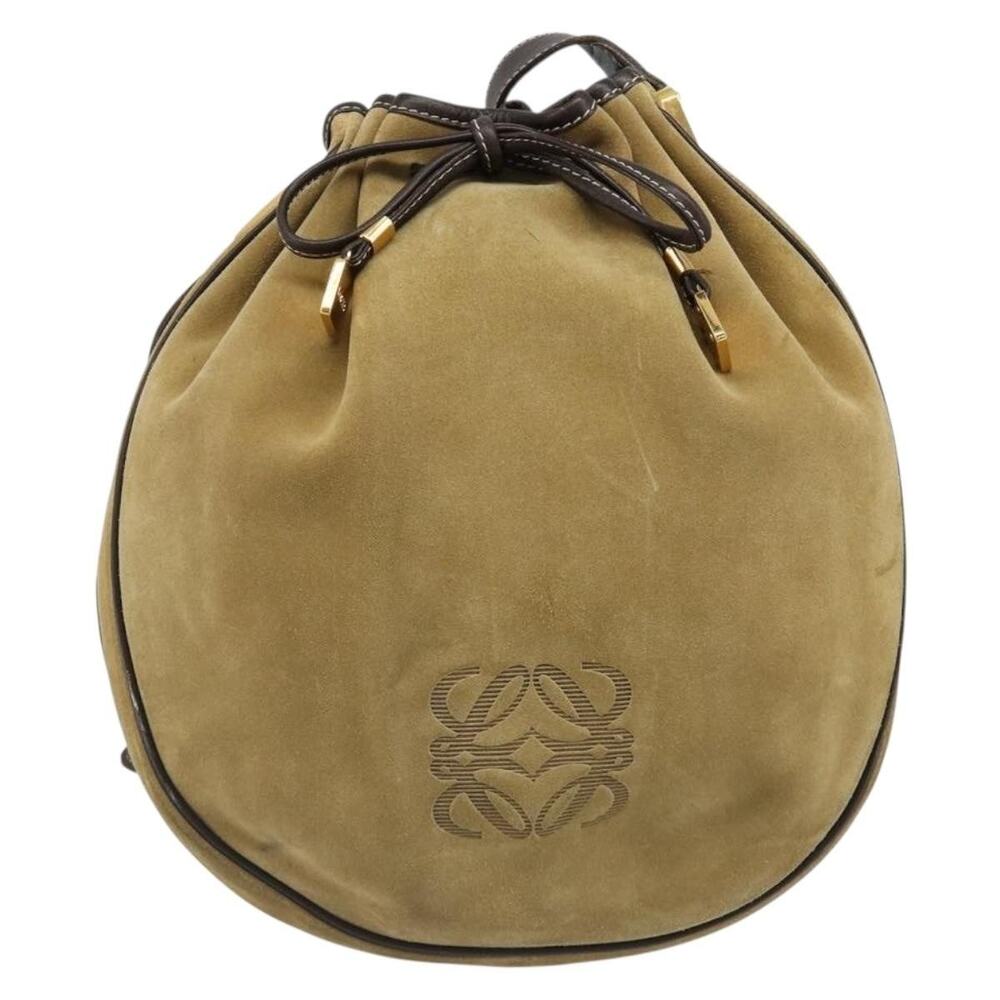 Loewe Anagram Suede Shoulder Bag Beige